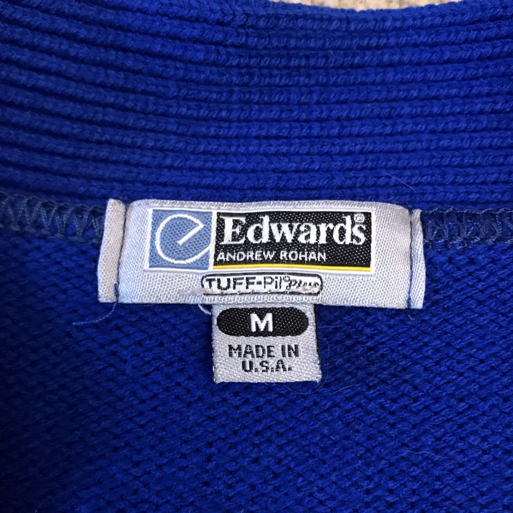 Vintage 80s Letterman Sweater Cardigan Mens Medium Royal Blue Letter G Pockets - Picture 4 of 11